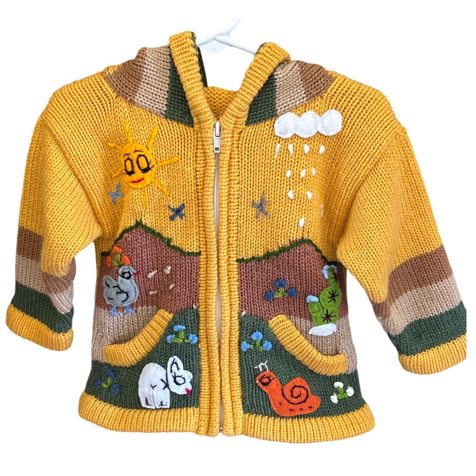 Vintage Inter-American Trading Co Alpaca Knit Hoodie Cottagecore Kidcore Peru